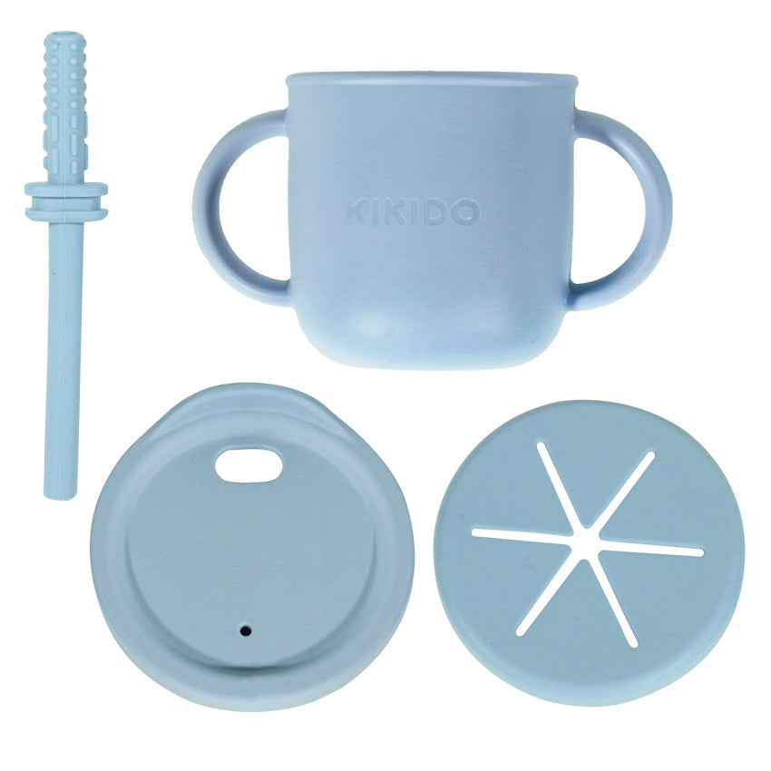 Kikido - Sookie Suction Glass & Snack Blueberry - Gelas Silikon Bayi