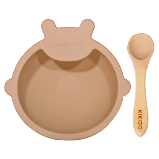 Kikido - Nomnom Bear Feeding Set Cookie - Set Alat Makan Silikon Bayi