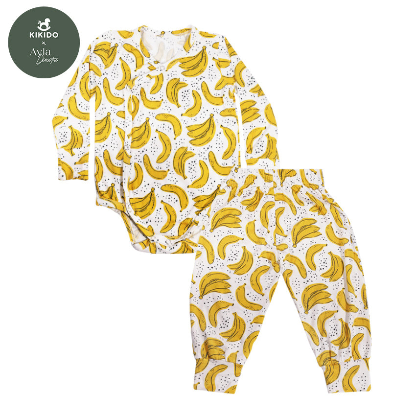 KIKIDO X AYLA Wynter Tencel Long Bodysuit Set - Banana