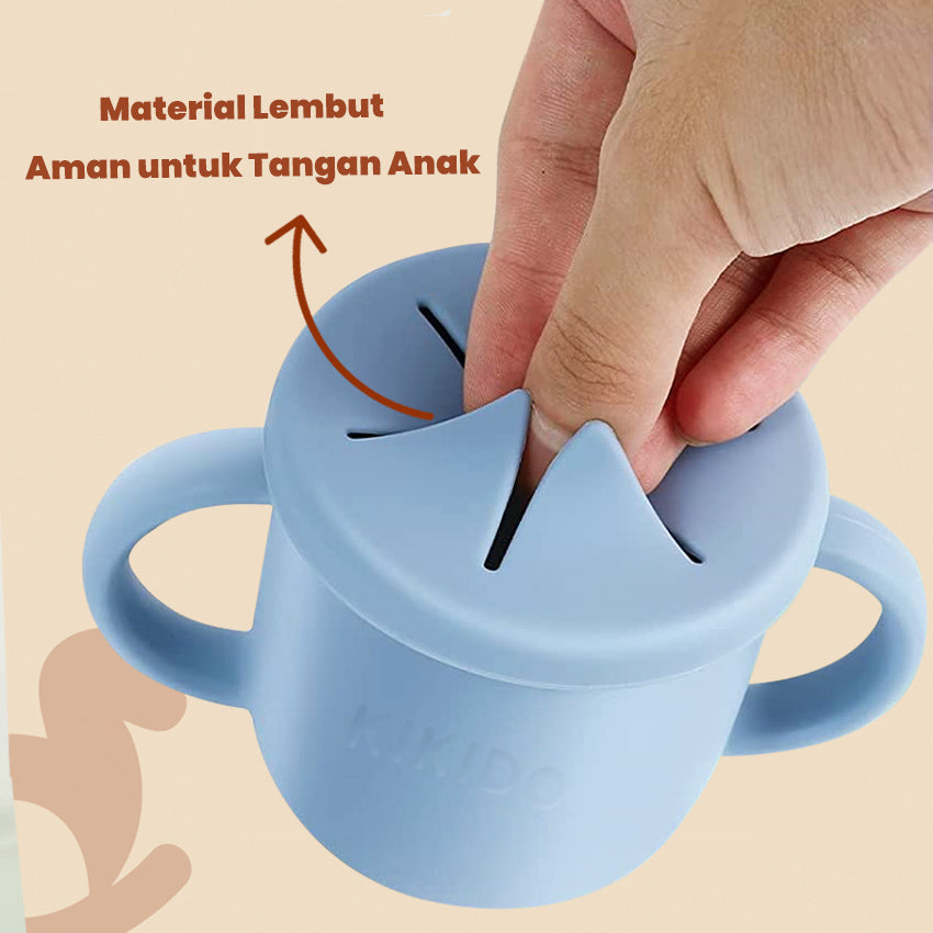 Kikido - Sookie Suction Glass & Snack Blueberry - Gelas Silikon Bayi